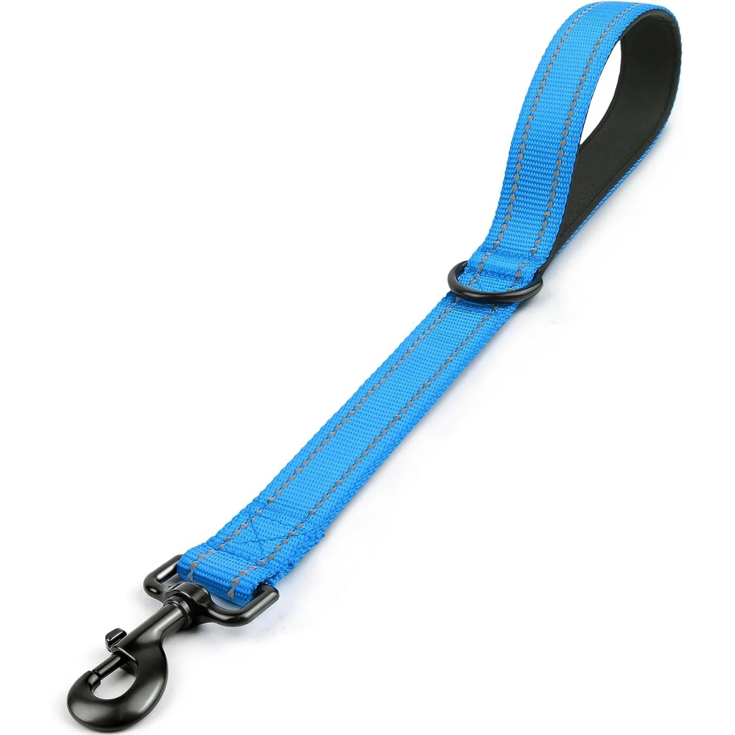 laisse courte pour chien en nylon renforcé bleu avec poignée rembourrée