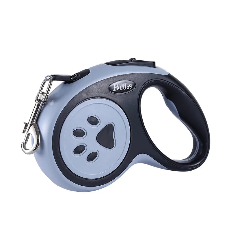 laisse automatique chien noir et gris – nylon résistant et design compact