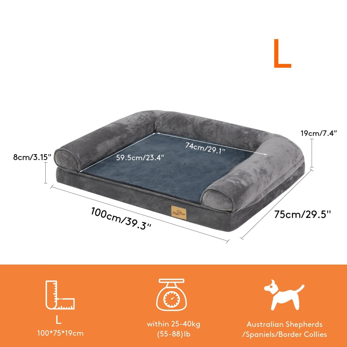 Lit Orthopédique pour chien XL – Mousse Épaisse & Bords Rembourrés - Noble Truffe