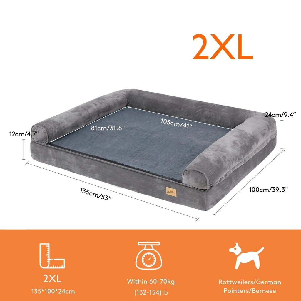 Lit Orthopédique pour chien XL – Mousse Épaisse & Bords Rembourrés - Noble Truffe