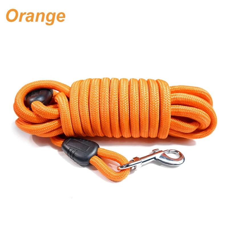 Longe orange robuste pour chien, parfaite pour les activités sportives en extérieur.