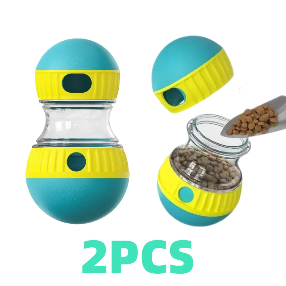 Lot de 2 distributeurs de friandises pour chien turquoises.