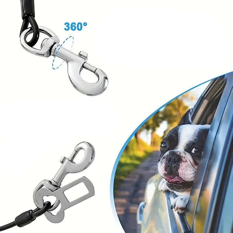 mousqueton rotatif en métal de la ceinture de sécurité pour chien, solide et anti-morsure