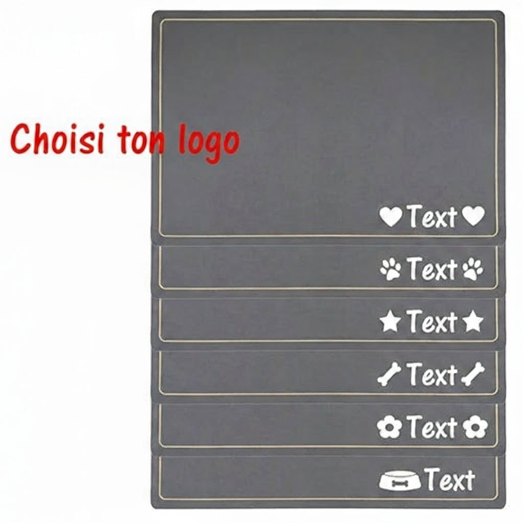 Tapis sous gamelle personnalisable, pour garder le sol propre sous les gamelle du chien