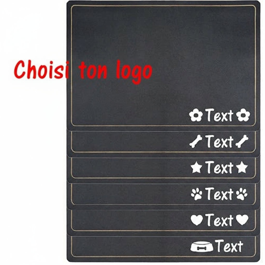 Tapis pour gamelle de chien personnalisable, pour garder le sol propre sous les gamelle - chois du logo