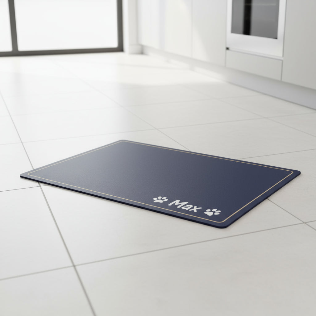 Tapis sous gamelle de chien personnalisable, pour garder le sol propre sous les gamelle