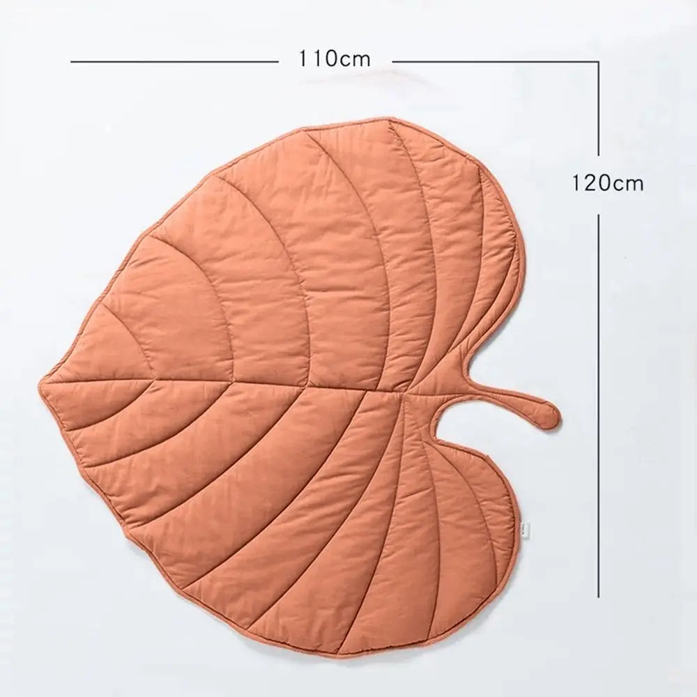 Tapis feuille orange pour chien avec dimensions indiquées