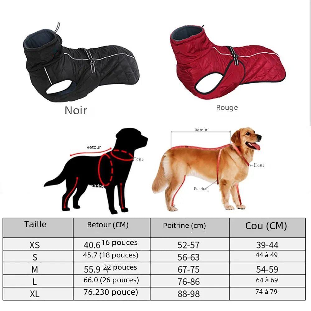 Veste d’hiver imperméable et réfléchissante pour chien – Gilet chaud pour moyennes et grandes races | Noble Truffe - Noble Truffe